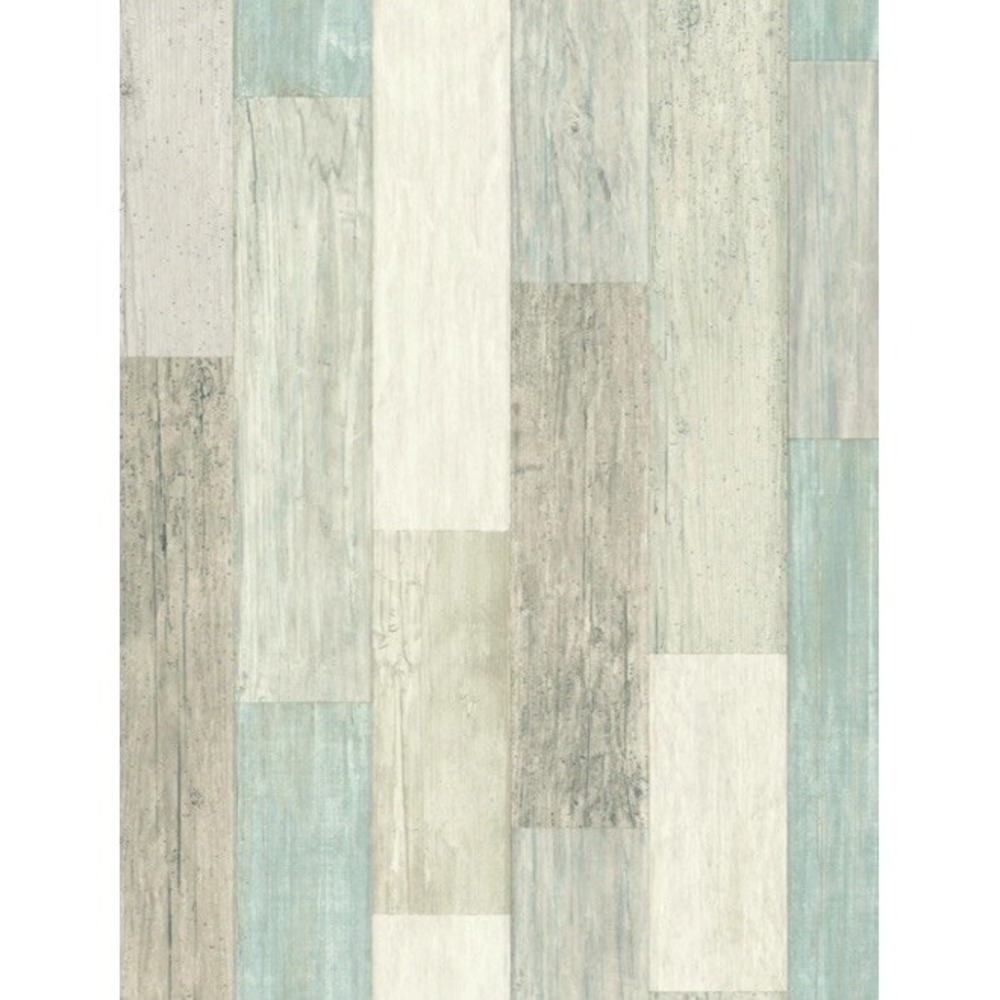 Roommates Set Coastal Blue Distressed Faux Wood Plank Peel and Stick Wallpaper